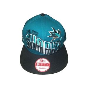 NEW ERA San Jose Sharks Snapback Hat Men's Black Adjustable Cap 9FIFTY NHL